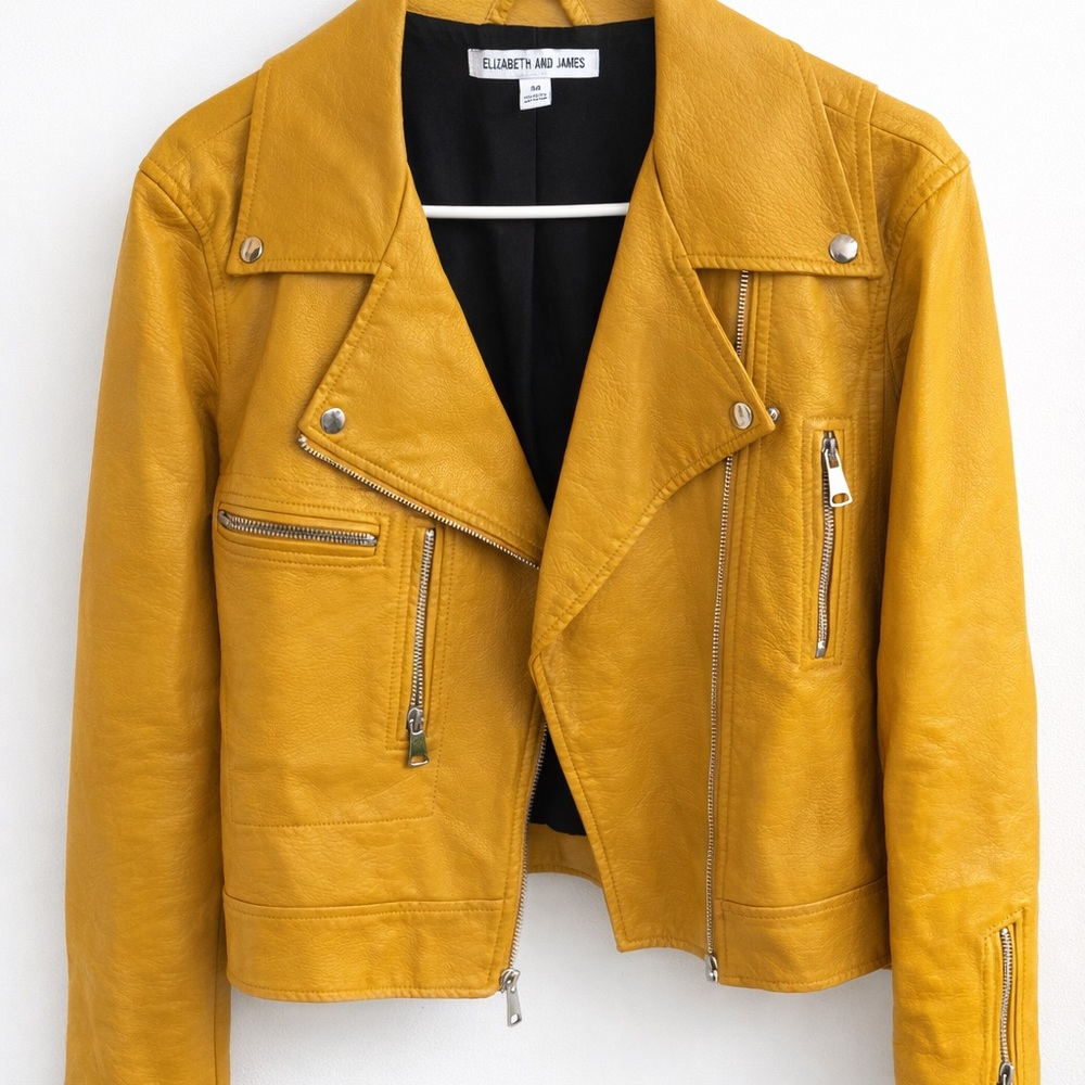 Elizabeth and James Mustard Moto Jacket Size M – Excellent Condition